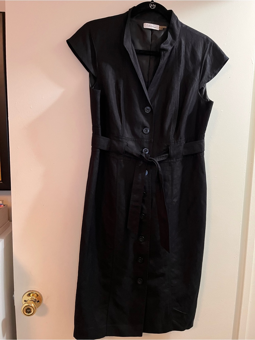 Calvin Klein Black Midi Cap-Sleeve Dress